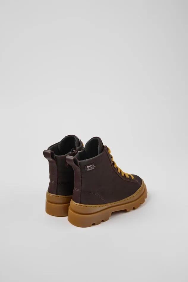 Kids Brutus Brown Textile And Leather Ankle Boots For Kids Camper Boots Kids Brutus Brown Textile And Leather Ankle Boots For Kids Camper Boots