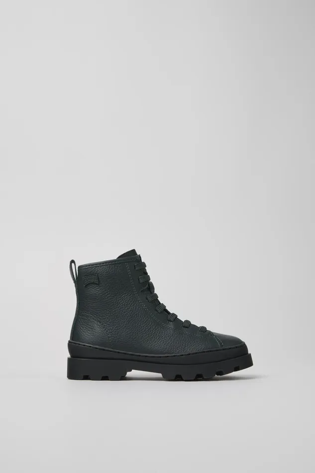 Kids Brutus Dark Green Leather Ankle Boots For Kids Camper Boots Kids Brutus Dark Green Leather Ankle Boots For Kids Camper Boots