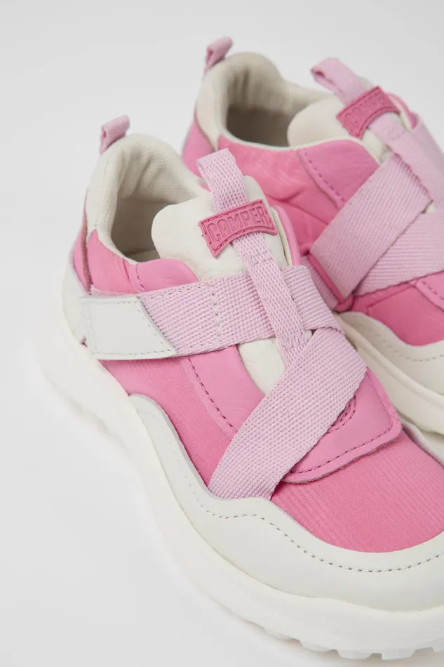 Kids CRCLR Pink Leather And Textile Sneakers For Kids Camper Sneakers