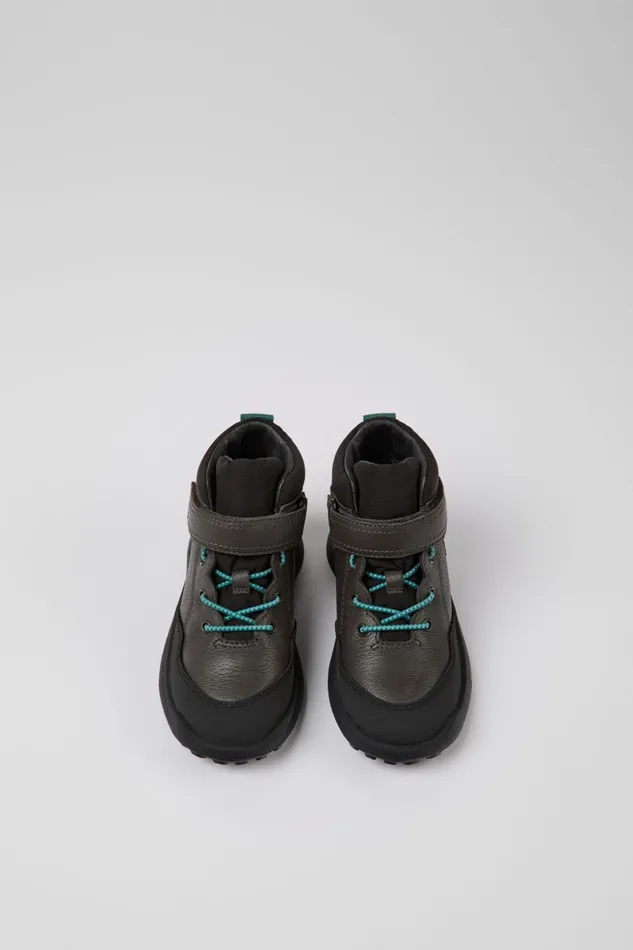 Kids CRCLR PrimaLoft Grey Leather And Textile Ankle Boots Camper Boots Kids CRCLR PrimaLoft Grey Leather And Textile Ankle Boots Camper Boots