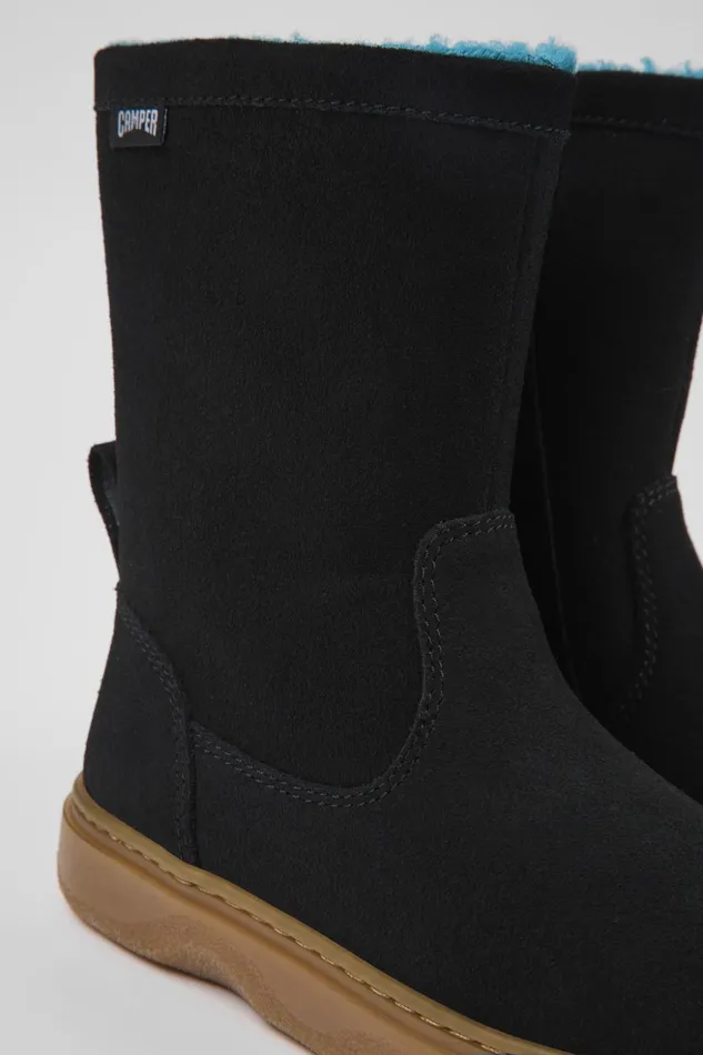 Kids Kiddo Black Nubuck Boots For Kids Camper Boots