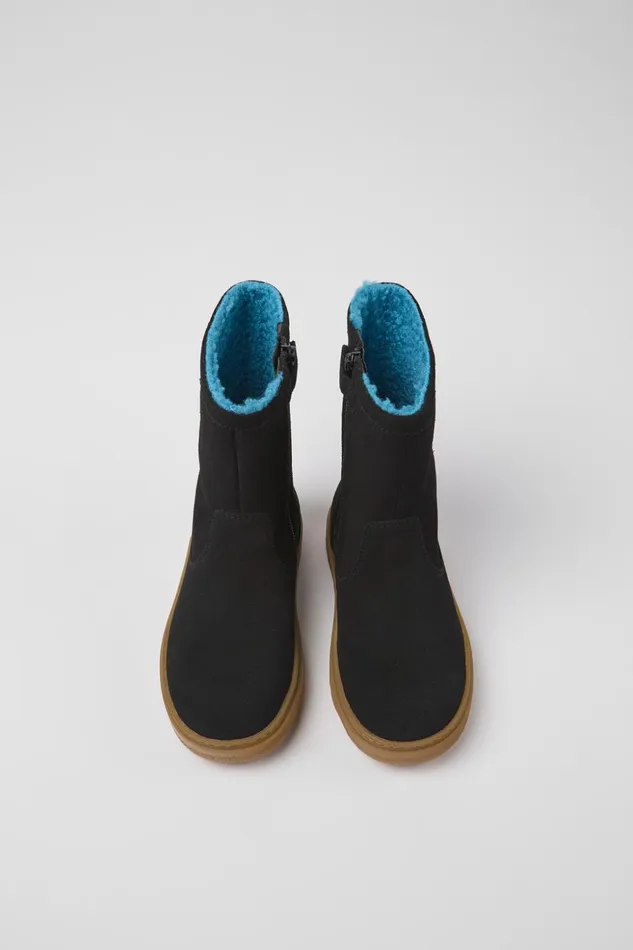 Kids Kiddo Black Nubuck Boots For Kids Camper Boots Kids Kiddo Black Nubuck Boots For Kids Camper Boots