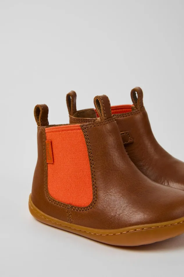Kids Peu Brown Leather Boots For Kids Camper Boots