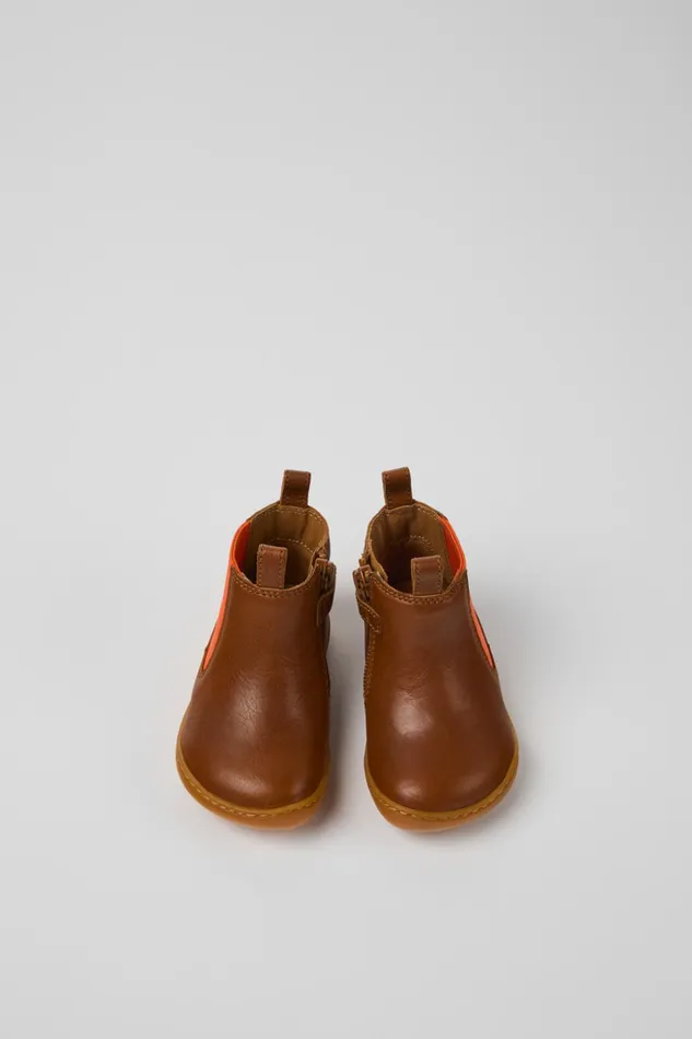 Kids Peu Brown Leather Boots For Kids Camper Boots Kids Peu Brown Leather Boots For Kids Camper Boots