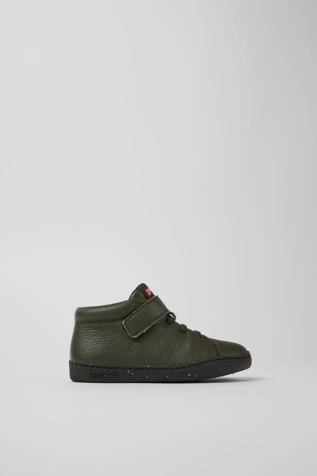 Kids Peu Touring Green Leather Ankle Boots For Kids Camper Boots Kids Peu Touring Green Leather Ankle Boots For Kids Camper Boots