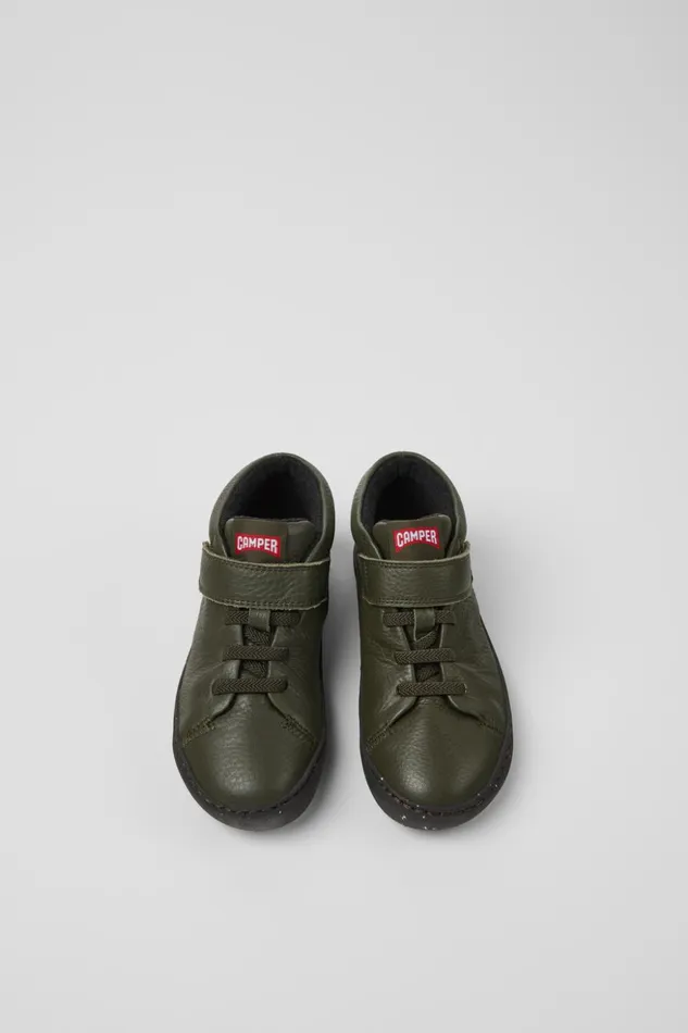 Kids Peu Touring Green Leather Ankle Boots For Kids Camper Boots Kids Peu Touring Green Leather Ankle Boots For Kids Camper Boots