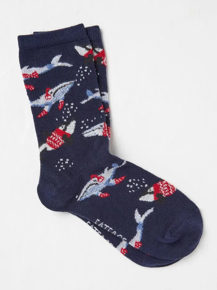 Kids Socks Fat Face Blue Shelter Wilson The Whale Socks 1 Pack