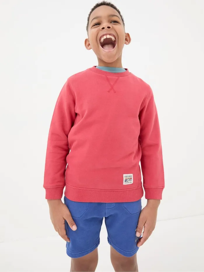 Kids Sweatshirts and Hoodies Fat Face Enborne Red Crew Sweatshirt