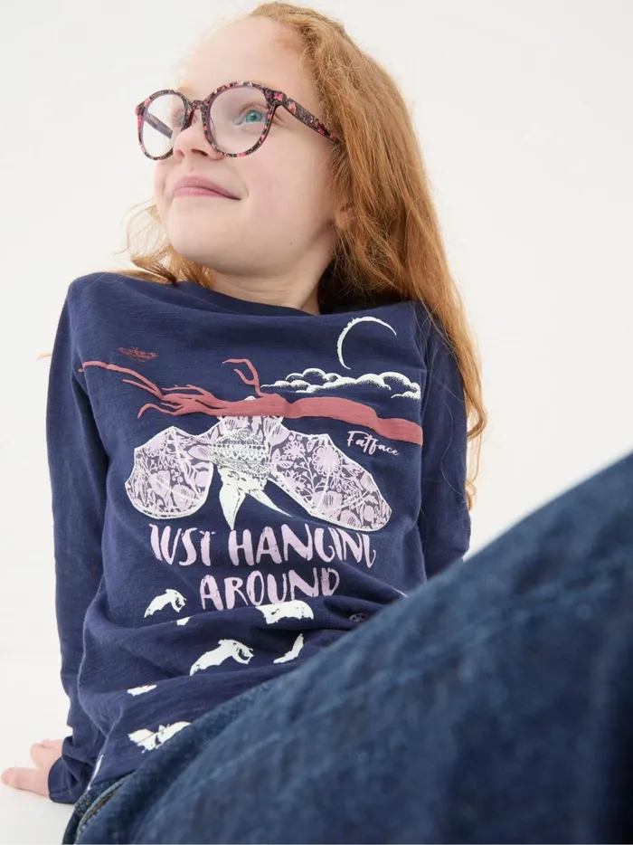 Kids Tops and TShirts Fat Face Bat Blue Graphic TShirt