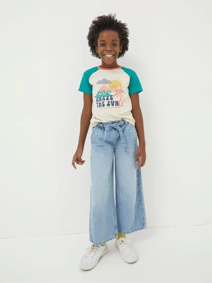 Kids Tops and TShirts Fat Face Natural Chase The Sun TShirt