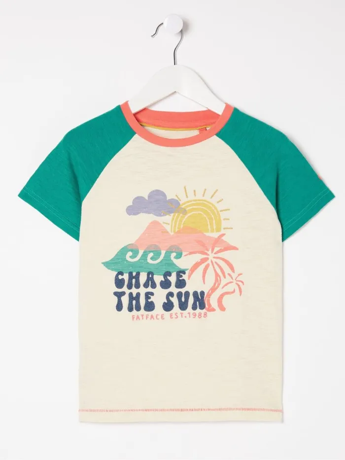 Kids Tops and TShirts Fat Face Natural Chase The Sun TShirt