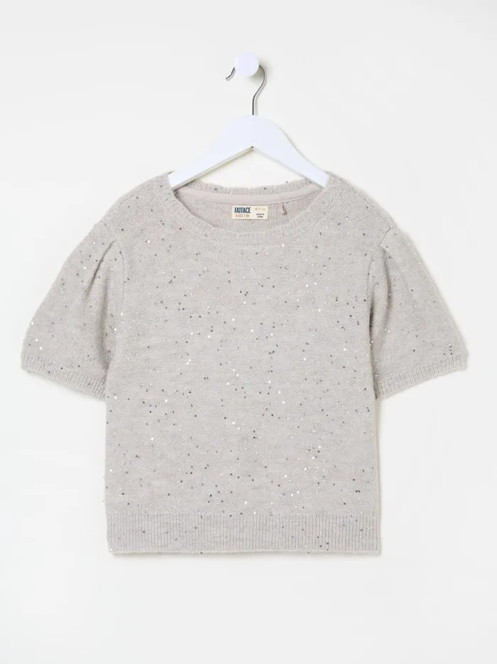 Kids Tops and TShirts Fat Face Oatmeal Sequin Knitted Top Kids Tops and TShirts Fat Face Oatmeal Sequin Knitted Top