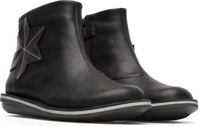 Kids Twins Black TWINS Zip Boot For Girls Camper Boots