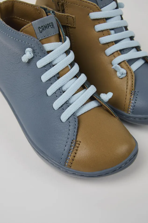 Kids Twins Multicolor Leather Ankle Boots For Kids Camper Boots