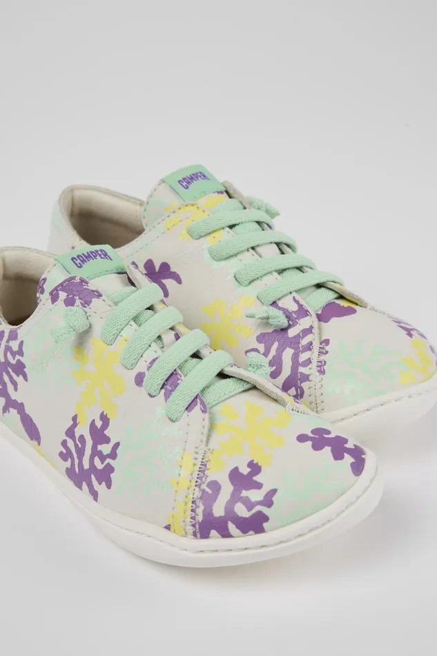 Kids Twins Multicolored Leather Slipon Camper Sneakers