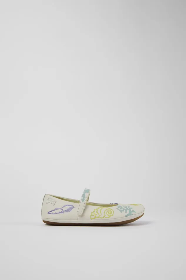 Kids Twins White Leather Mary Jane Camper Ballerinas Kids Twins White Leather Mary Jane Camper Ballerinas