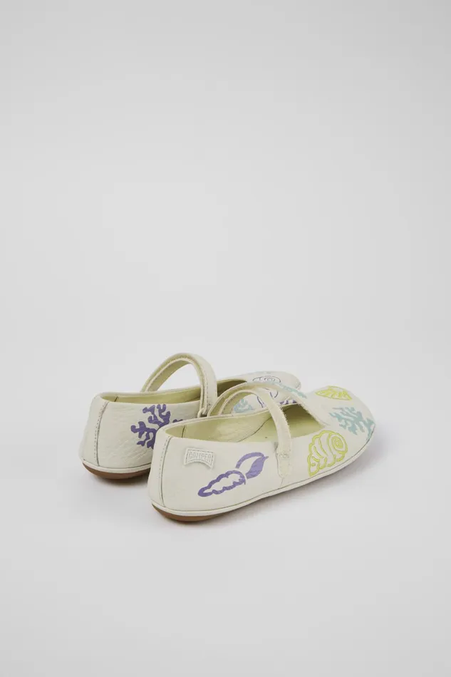Kids Twins White Leather Mary Jane Camper Ballerinas Kids Twins White Leather Mary Jane Camper Ballerinas