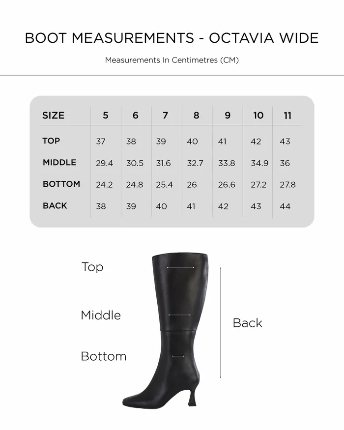 Knee High Boots Women OCTAVIA WIDE BLACK Zip Up Boots NOVO Shoes
