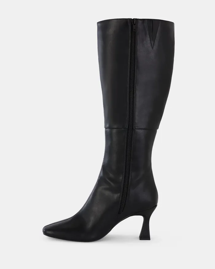 Knee High Boots Women OCTAVIA WIDE BLACK Zip Up Boots NOVO Shoes