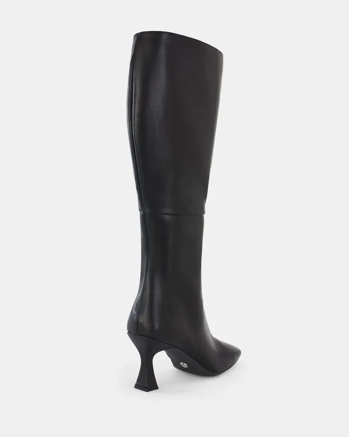 Knee High Boots Women OCTAVIA WIDE BLACK Zip Up Boots NOVO Shoes