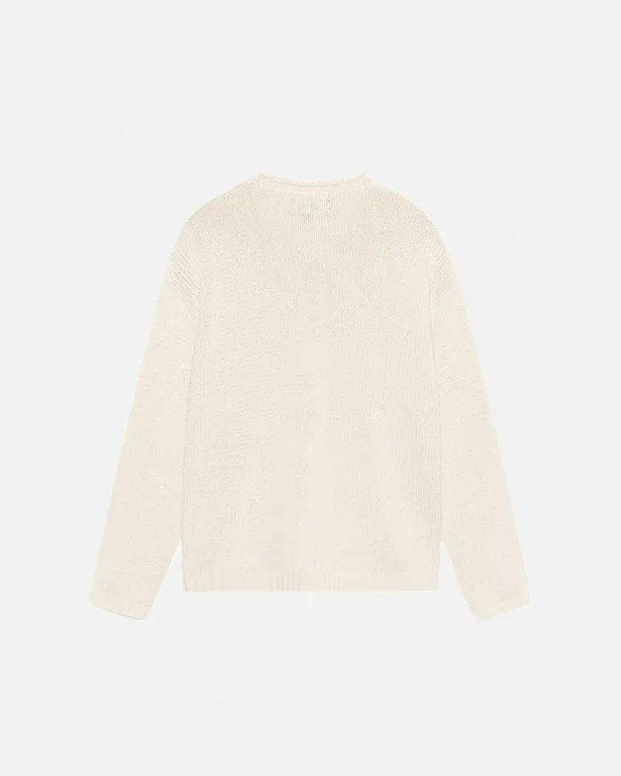 Knits MenWomen Stussy EMBROIDERED VNECK LOGO SWEATER Natural