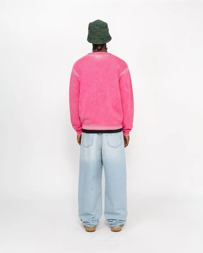 Knits MenWomen Stussy FADED COTTON KNIT CREW Pink