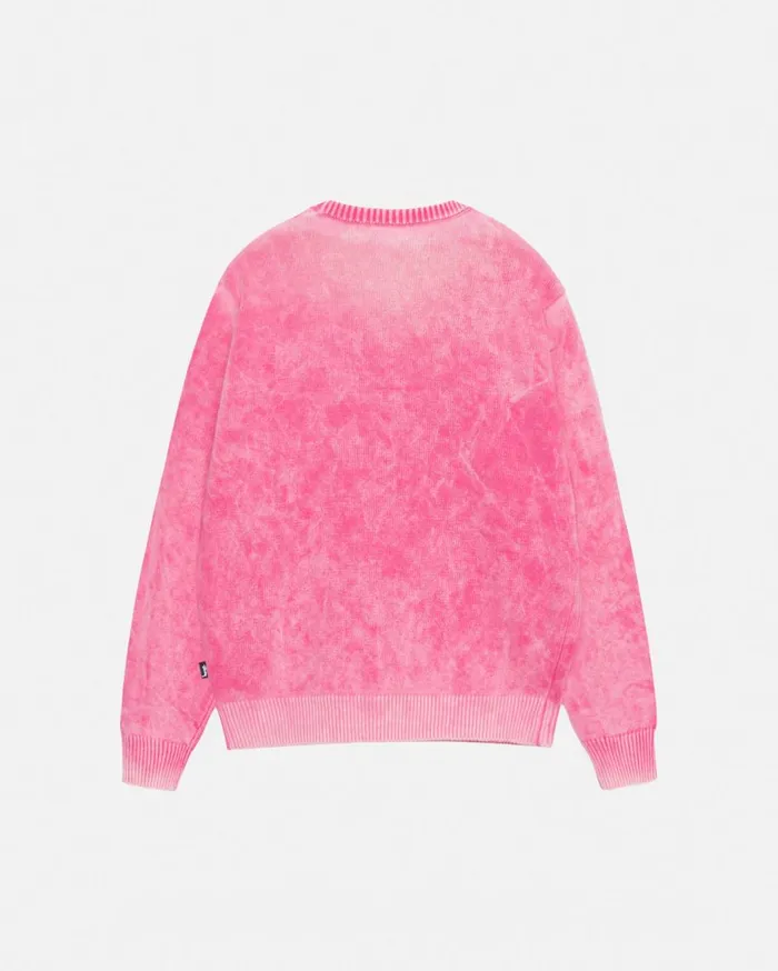 Knits MenWomen Stussy FADED COTTON KNIT CREW Pink
