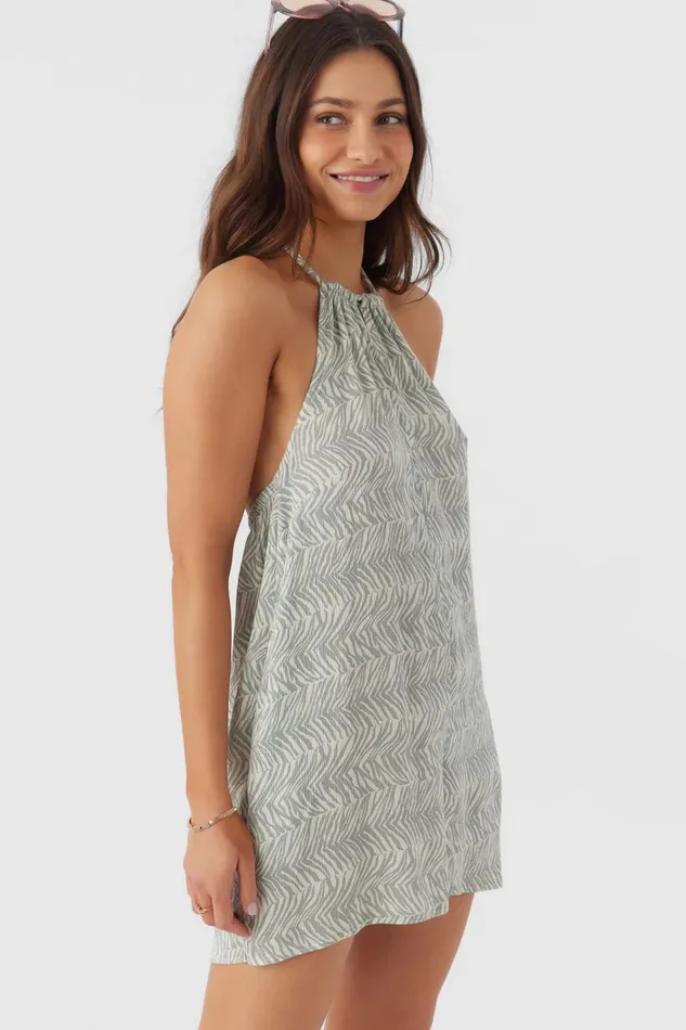 LARA ZEBRA TEXTURE HALTER ROMPER Silver Blue Women O039NEILL Clothing