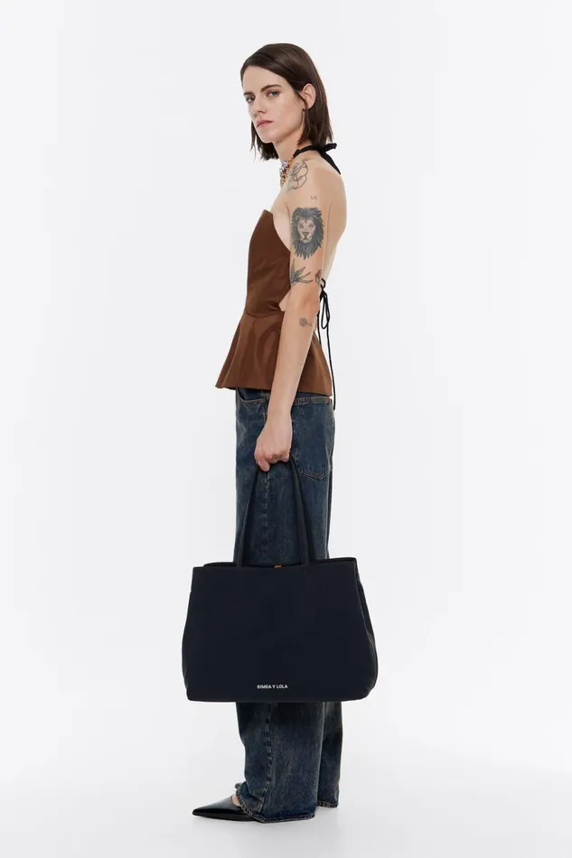 Large Anthracite Gabardine Chihuahua Shopper Bag Antracithe Women Bimba Y Lola Shoulder Bags Large Anthracite Gabardine Chihuahua Shopper Bag Antracithe Women Bimba Y Lola Shoulder Bags