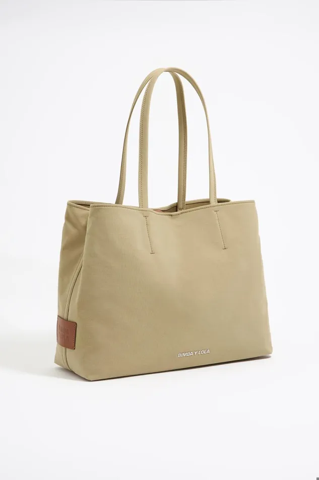 Large Beige Gabardine Chihuahua Shopper Bag Natural Women Bimba Y Lola Shoppers