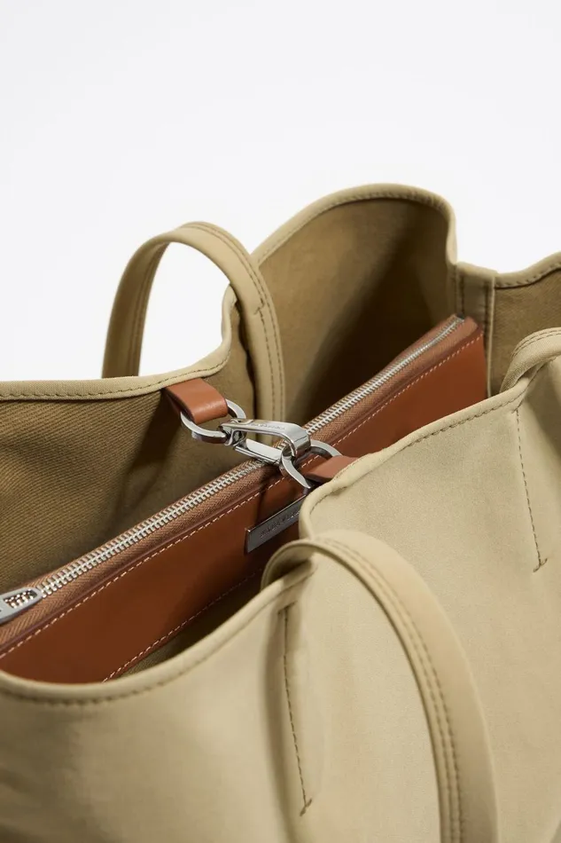 Large Beige Gabardine Chihuahua Shopper Bag Natural Women Bimba Y Lola Shoppers