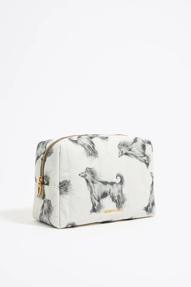 Large Gray Pencil Greyhound Print Nylon Makeup Case Galgo Lapiz Grey Women Bimba Y Lola Vanity Pouches