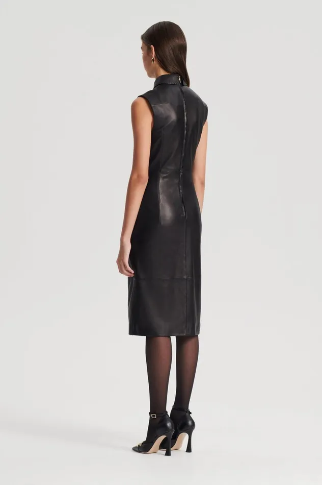 Leather Women Scanlan Theodore LEATHER PENCIL DRESS Black Leather Women Scanlan Theodore LEATHER PENCIL DRESS Black
