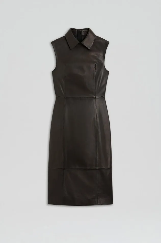 Leather Women Scanlan Theodore LEATHER PENCIL DRESS Black Leather Women Scanlan Theodore LEATHER PENCIL DRESS Black