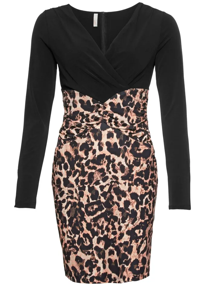 LEOPARD PRINTED DRESS Black Multi Women VENUS Short Dresses