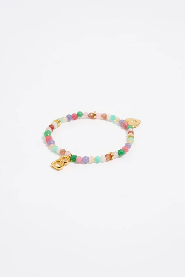 Letter B Multicolor Stones Bracelet Gold Women Bimba Y Lola Jewelry