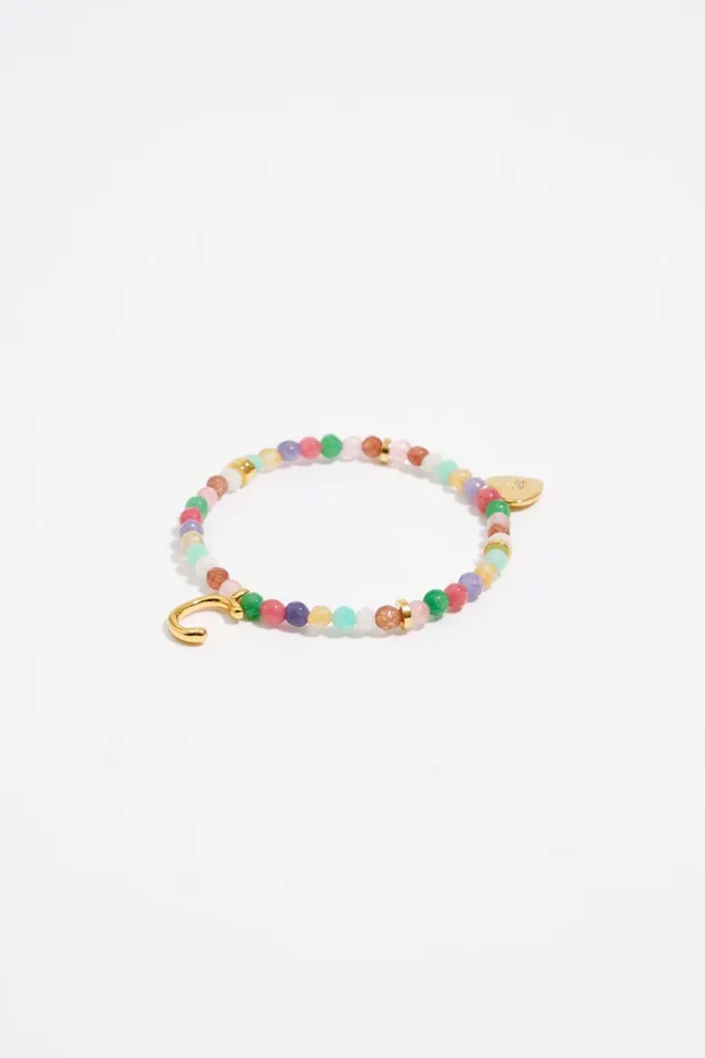 Letter C Multicolor Stones Bracelet Gold Women Bimba Y Lola Jewelry