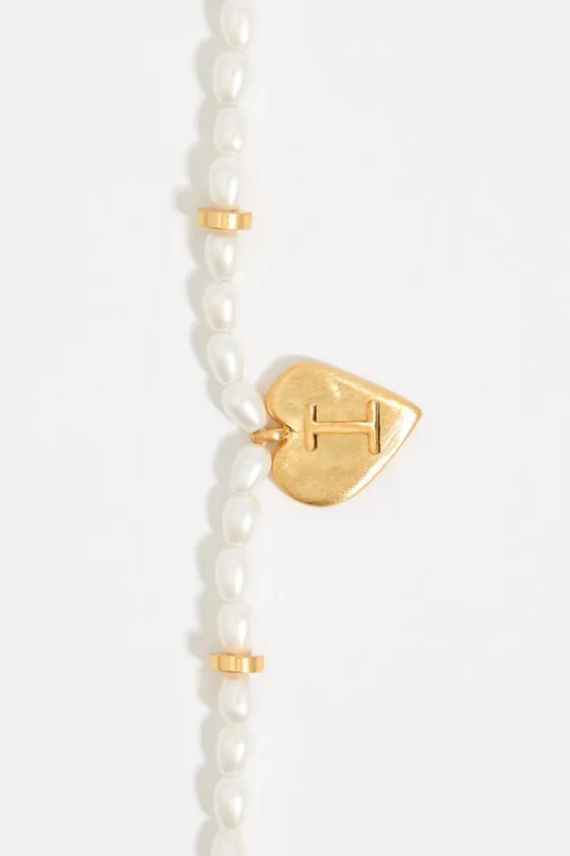 Letter I Heart And Pearl Necklace Gold Women Bimba Y Lola Alphabet Letter I Heart And Pearl Necklace Gold Women Bimba Y Lola Alphabet