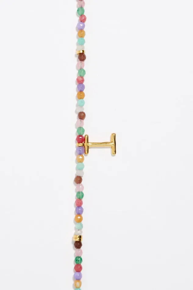 Letter I Multicolor Stones Necklace Gold Women Bimba Y Lola Alphabet Letter I Multicolor Stones Necklace Gold Women Bimba Y Lola Alphabet