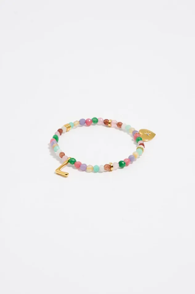 Letter L Multicolor Stones Bracelet Gold Women Bimba Y Lola Alphabet