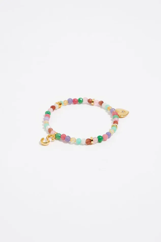 Letter S Multicolor Stones Bracelet Gold Women Bimba Y Lola Alphabet