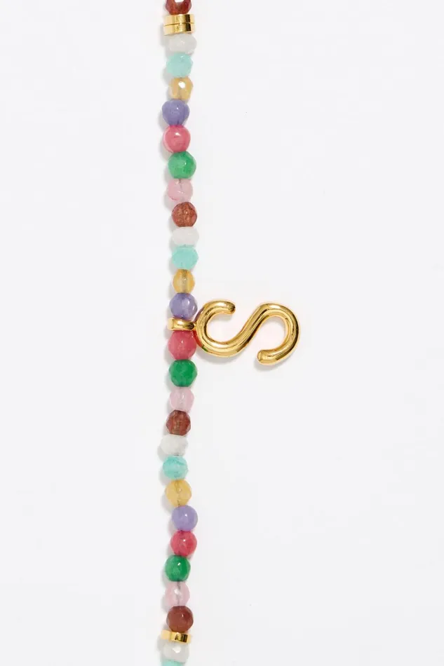 Letter S Multicolor Stones Bracelet Gold Women Bimba Y Lola Alphabet Letter S Multicolor Stones Bracelet Gold Women Bimba Y Lola Alphabet