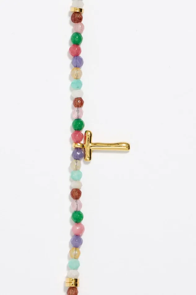 Letter T Multicolor Stones Bracelet Gold Women Bimba Y Lola Alphabet Letter T Multicolor Stones Bracelet Gold Women Bimba Y Lola Alphabet