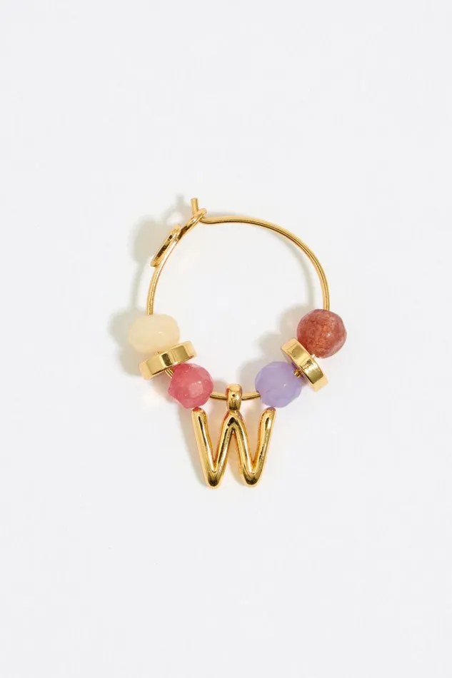 Letter W Multicolor Stones Earrings Gold Women Bimba Y Lola Alphabet Letter W Multicolor Stones Earrings Gold Women Bimba Y Lola Alphabet