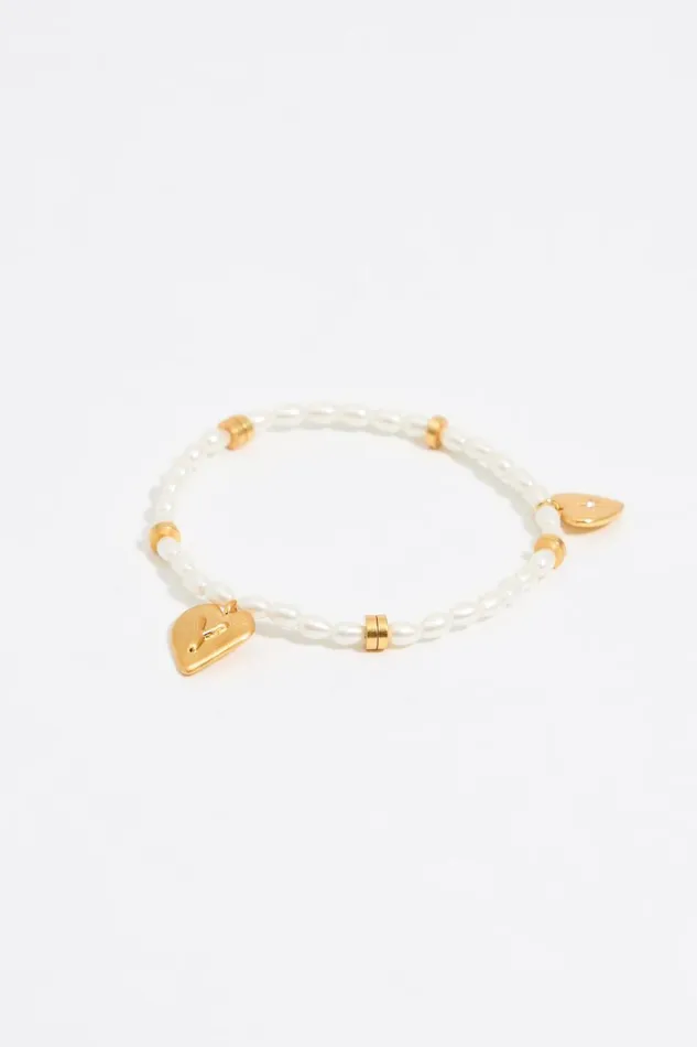 Letter Y Heart And Pearl Bracelet Gold Women Bimba Y Lola Alphabet