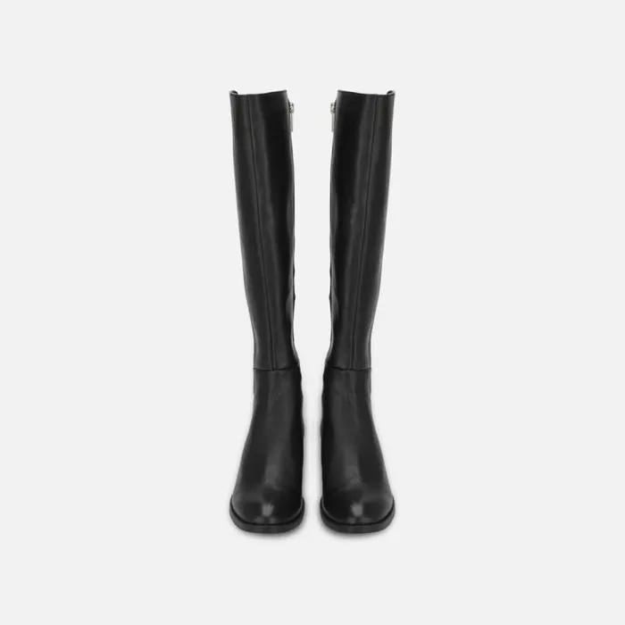 Levon Leather and Rib Knit Knee High Boot Black Women Kenneth Cole Boots Booties