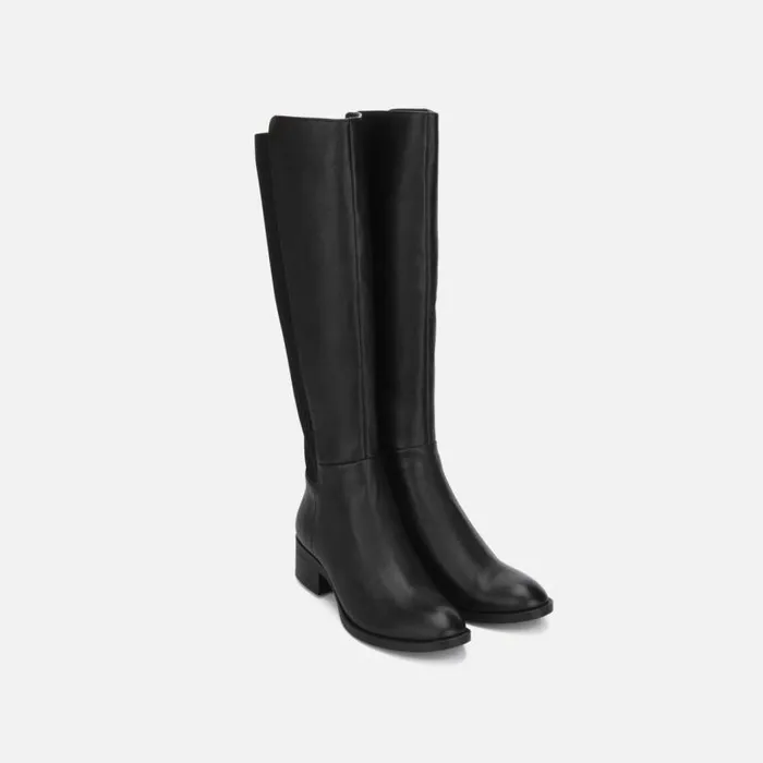Levon Leather and Rib Knit Knee High Boot Black Women Kenneth Cole Boots Booties