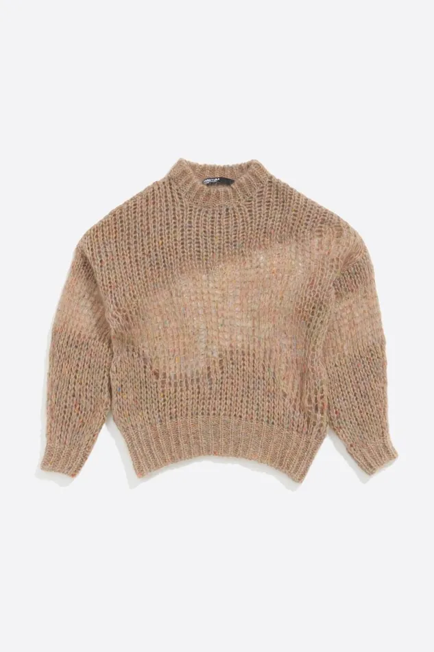 Light Brown Mohair Open Knit Jumper Light Brown Women Bimba Y Lola Knitwear Light Brown Mohair Open Knit Jumper Light Brown Women Bimba Y Lola Knitwear