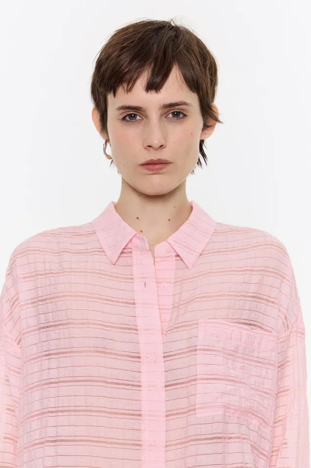 Light Pink Textured Boxy Shirt Light Pink Women Bimba Y Lola Shirts Light Pink Textured Boxy Shirt Light Pink Women Bimba Y Lola Shirts