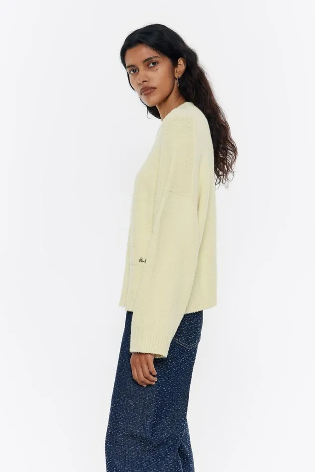 Light Yellow Boxy Pockets Sweater Light Yellow Women Bimba Y Lola Knitwear Light Yellow Boxy Pockets Sweater Light Yellow Women Bimba Y Lola Knitwear
